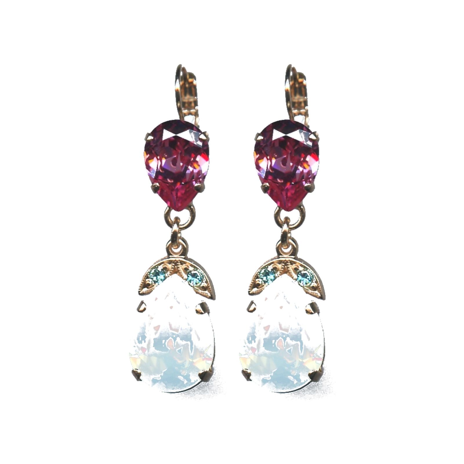 E-1032-4-1064-SP6 Earrings By Mariana Woman Stunning Pinks and Blues Swarovski Crystals - Image 1