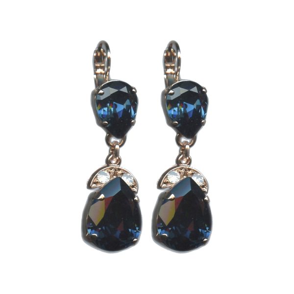 Earrings By Mariana Woman Chic White Opal and Montana Blue Swarovski Crystals