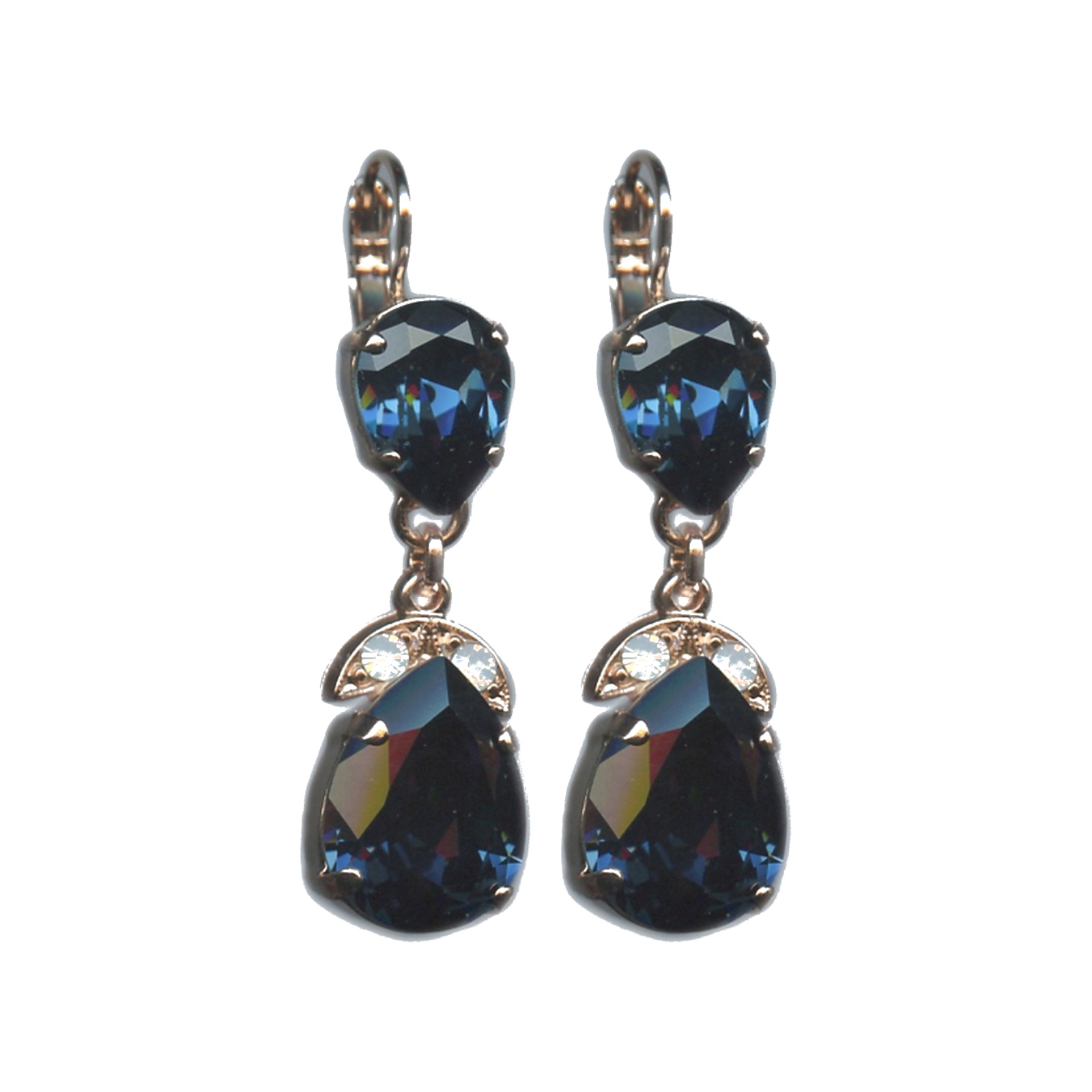 E-1032-4-1069-SP6 Earrings By Mariana Woman Chic White Opal and Montana Blue Swarovski Crystals - Image 1