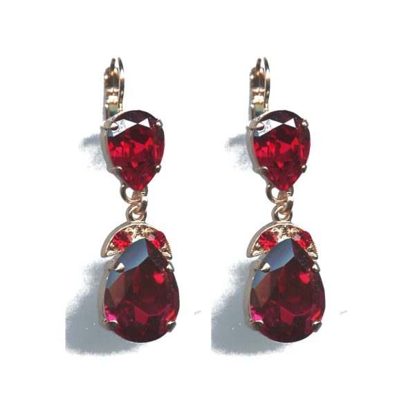 Earrings By Mariana Woman Modern Siam and Ruby and Burgundy Swarovski Crystals