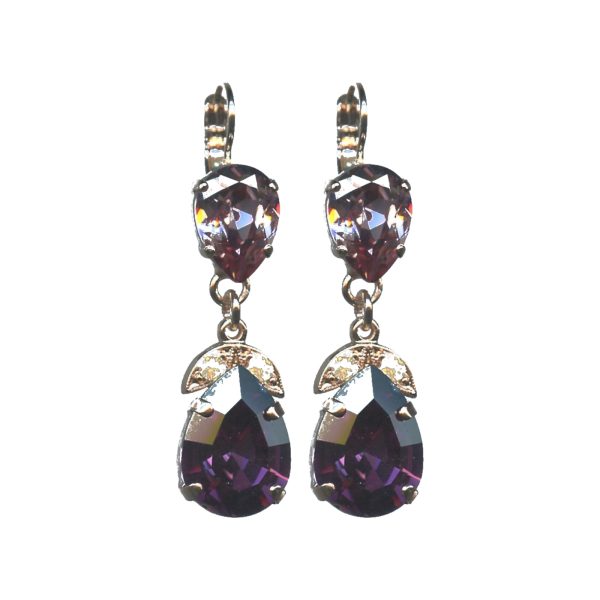 Earrings By Mariana Woman Vibrant Purple and Purple Velvet Swarovski Crystals