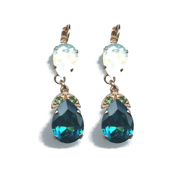 Earrings By Mariana Woman Chic Turquoise Mineral and Peridot Swarovski Crystals