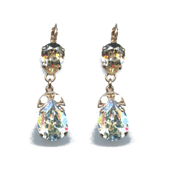 Earrings By Mariana Woman Clear and White Opal and Golden Swarovski Crystals