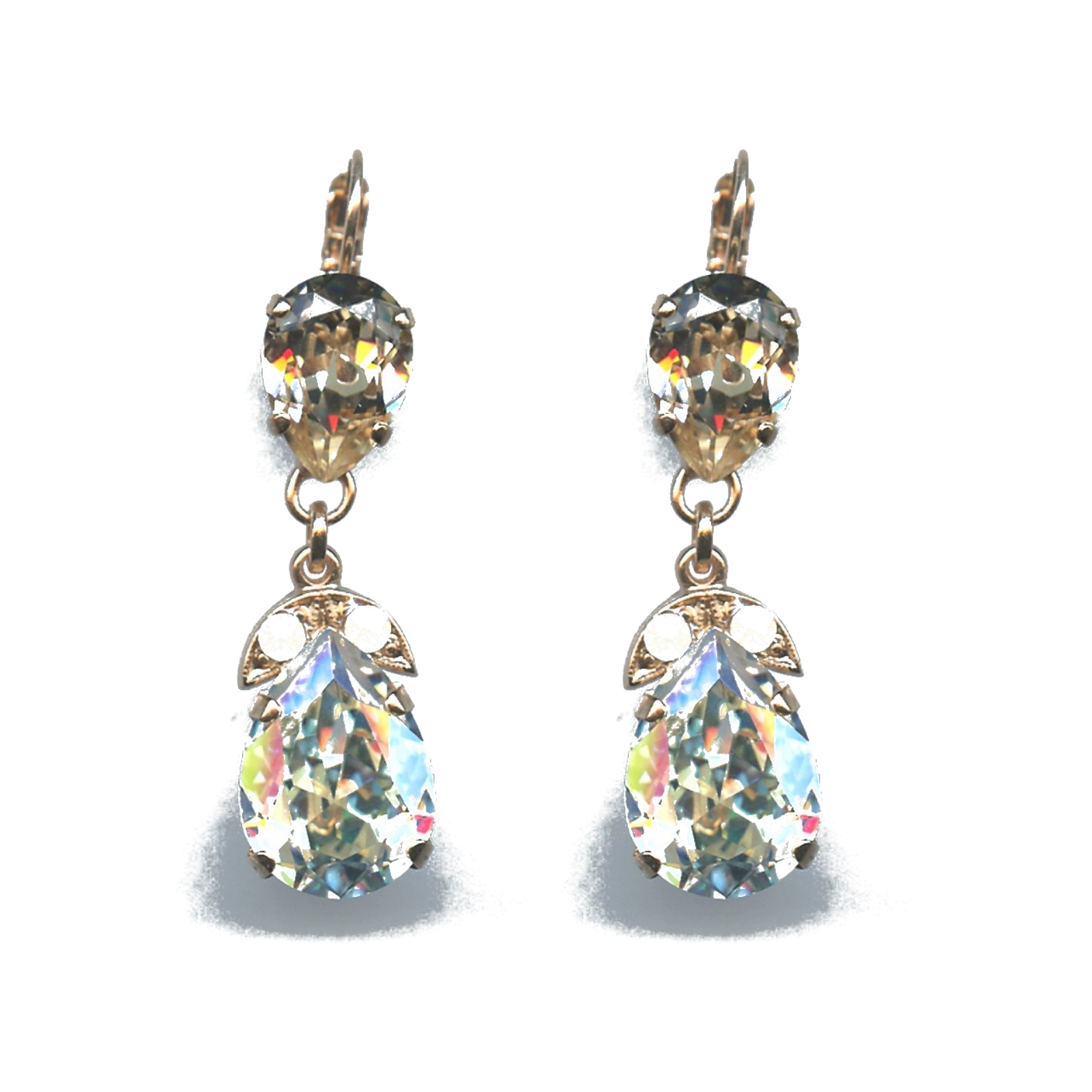 E-1032-4-1078-SP6 Earrings By Mariana Woman Clear and White Opal and Golden Swarovski Crystals - Image 1
