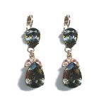 Earrings By Mariana Woman Snowflake Mineral and Light Rose Swarovski Crystals - Image 2