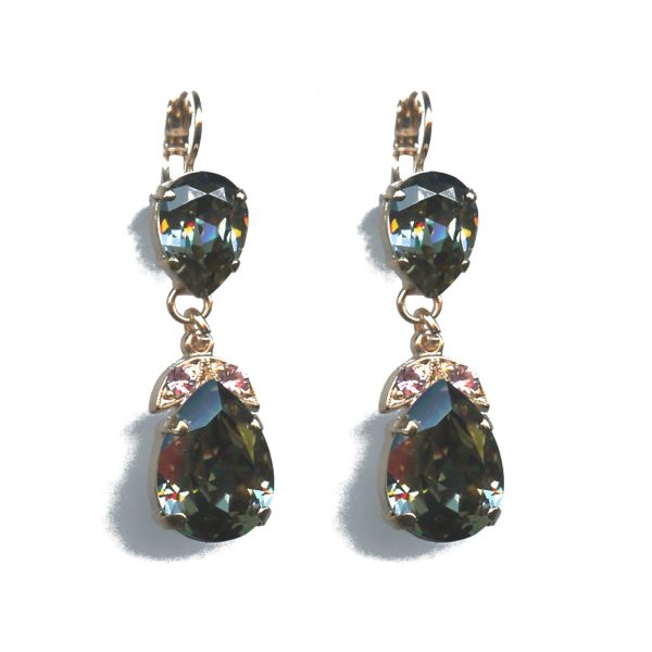 Earrings By Mariana Woman Snowflake Mineral and Light Rose Swarovski Crystals