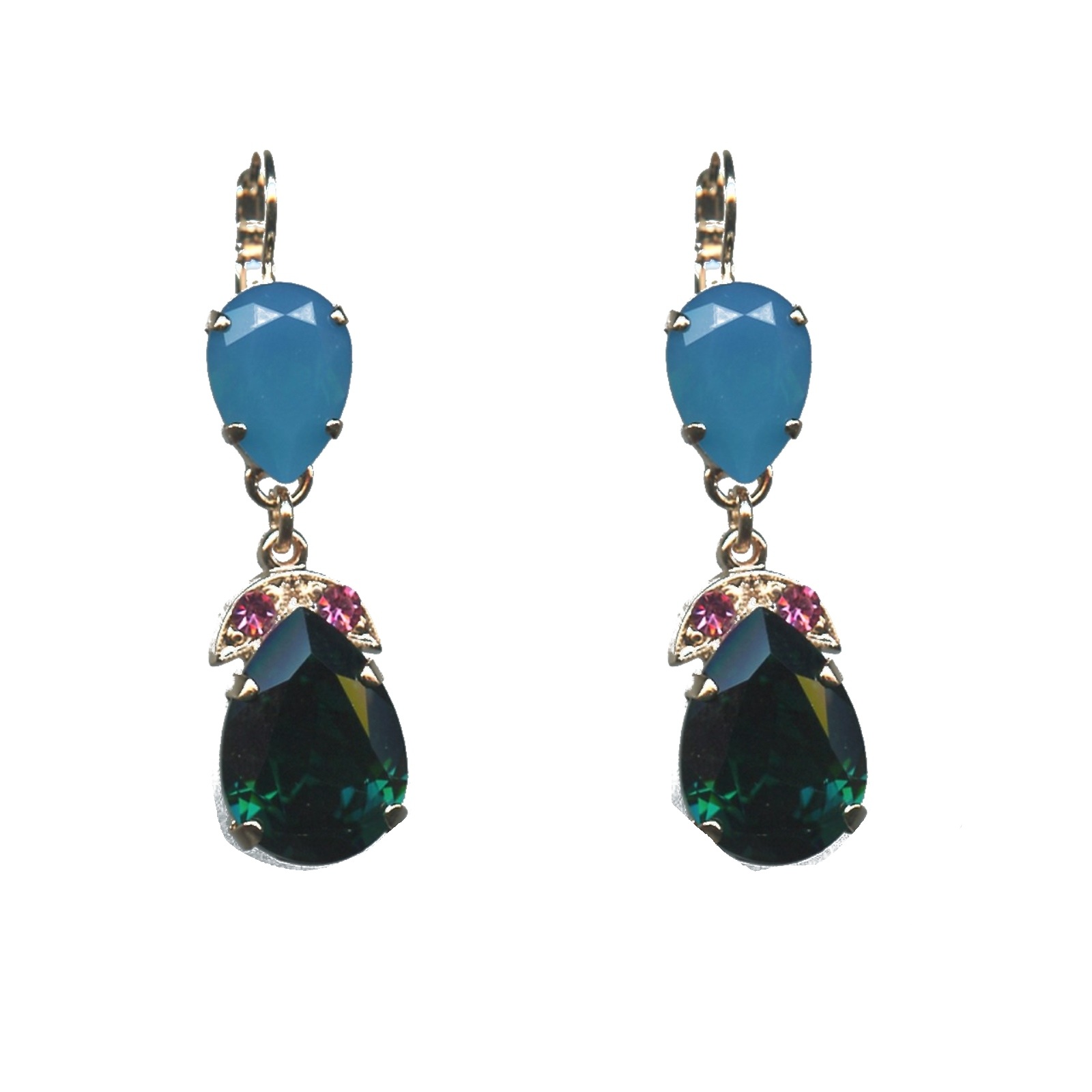 E-1032-4-1086-SP6 Earrings By Mariana Woman Modern Topaz and Blue Zircon Swarovski Crystals - Image 1