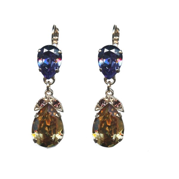 Earrings By Mariana Woman Amethyst Aurora borealis and Light Swarovski Crystals