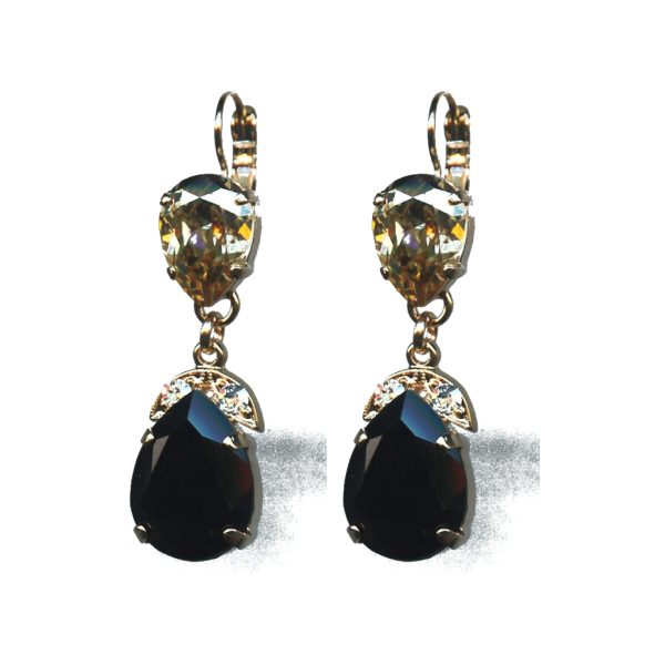 Earrings By Mariana Woman Radiant Morion and Silver Night Swarovski Crystals