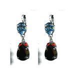 Earrings By Mariana Woman Chic Light aqua pearl and jet black Swarovski Crystals