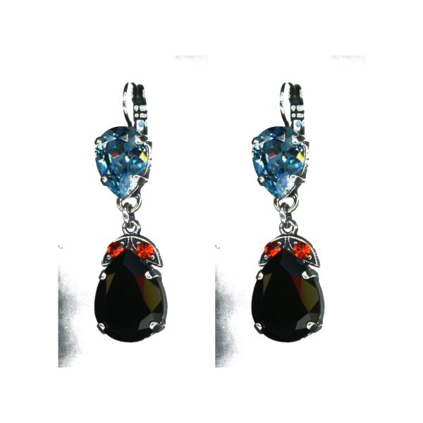 Earrings By Mariana Woman Chic Light aqua pearl and jet black Swarovski Crystals