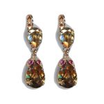 Earrings By Mariana Woman Light Smoked Topaz and Crystal Swarovski Crystals