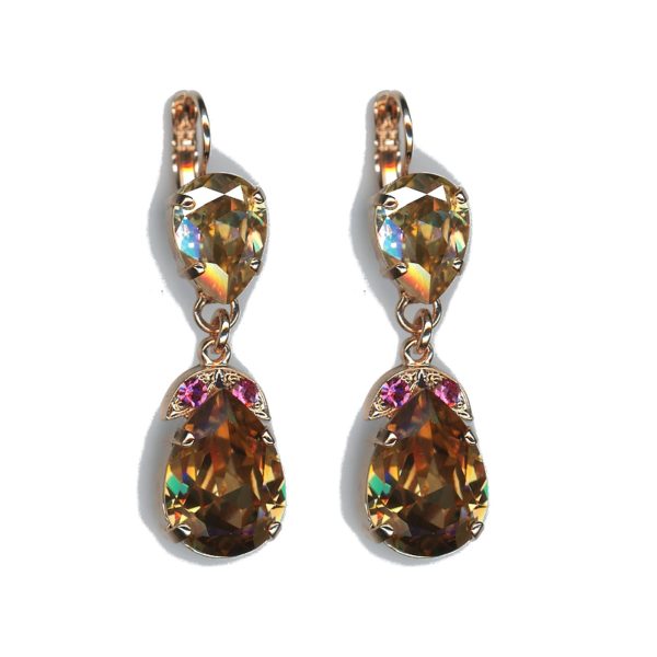 Earrings By Mariana Woman Light Smoked Topaz and Crystal Swarovski Crystals