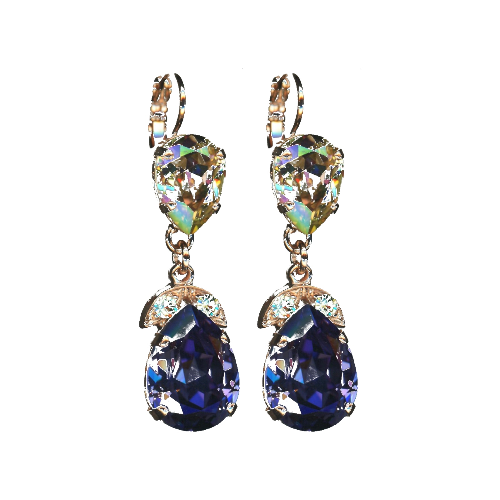 E-1032-4-1117-SP6 Earrings By Mariana Woman Yellow Opalescent and Green and Swarovski Crystals - Image 1