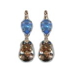 Earrings By Mariana Woman Chic Montana Blue and Golden Shadow Swarovski Crystals - Image 2