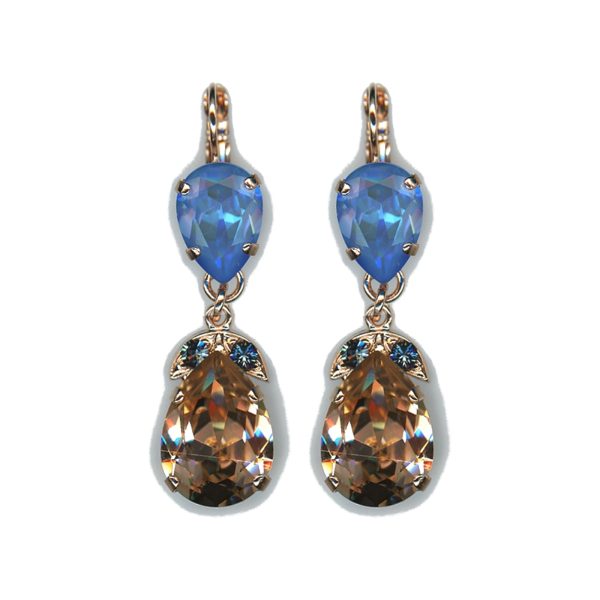 Earrings By Mariana Woman Chic Montana Blue and Golden Shadow Swarovski Crystals