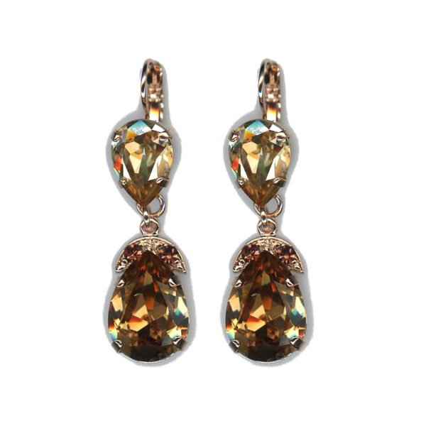 Earrings By Mariana Woman Smoked Topaz and Crystals: Golden Swarovski Crystals