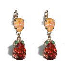 Earrings By Mariana Woman Chic Chrysolite Opal and Rose Peach Swarovski Crystals - Image 2