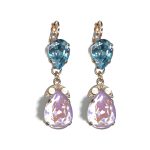 Earrings By Mariana Woman Chic Cyclamen Opal and Tanzanite Swarovski Crystals