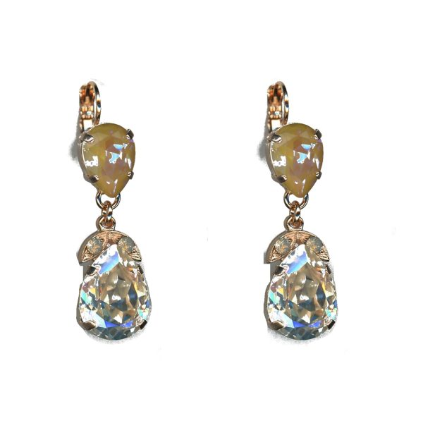 Earrings By Mariana Woman Sand Opal. and Light Peach and Swarovski Crystals
