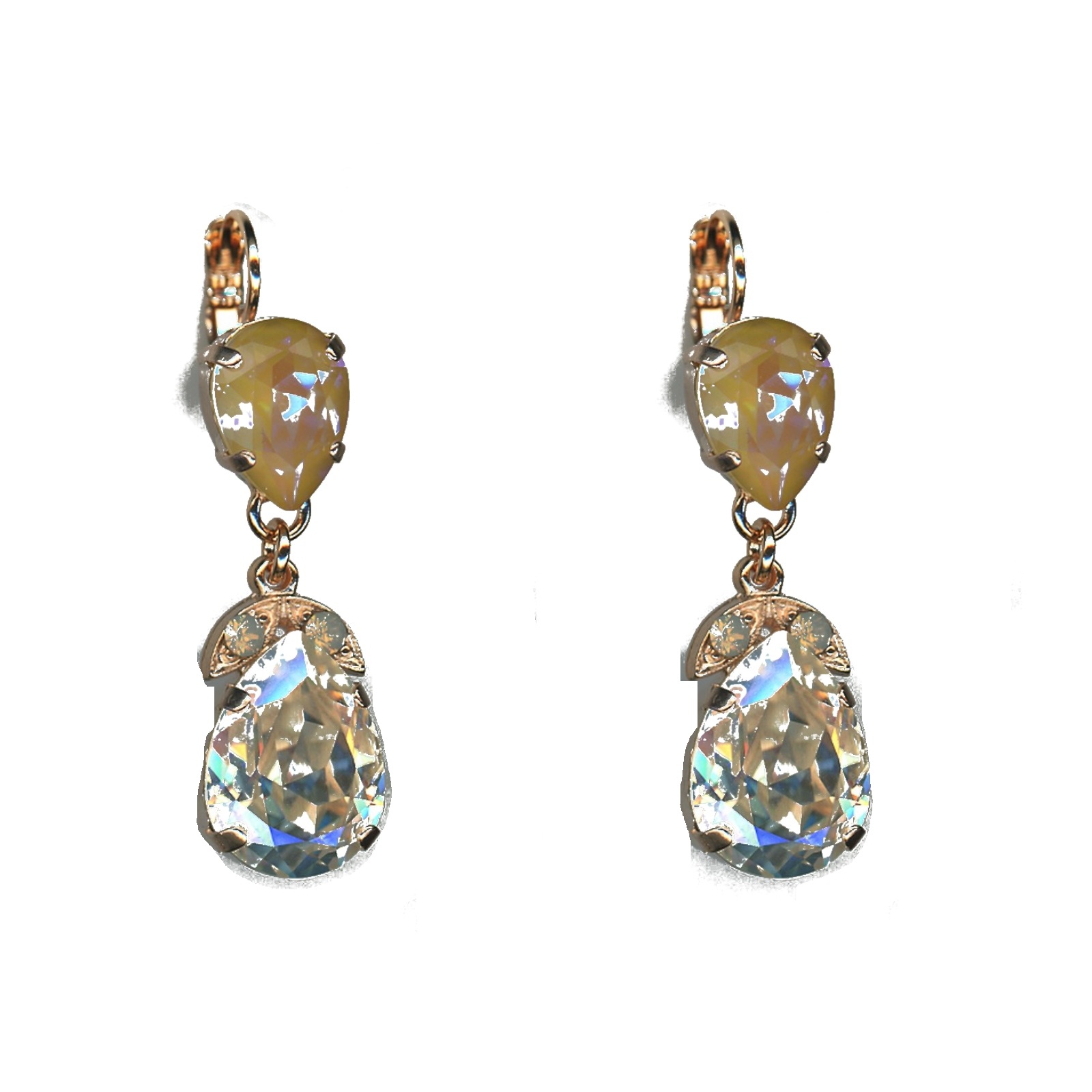 E-1032-4-1125-SP6 Earrings By Mariana Woman Sand Opal. and Light Peach and Swarovski Crystals - Image 1