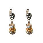 Earrings By Mariana Woman Romantic Pearl and Golden Shadow Swarovski Crystals - Image 2