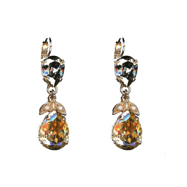 Earrings By Mariana Woman Romantic Pearl and Golden Shadow Swarovski Crystals