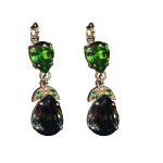 Earrings By Mariana Woman Montana Blue and Emerald and Swarovski Crystals