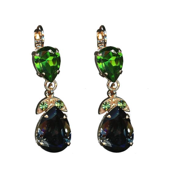 Earrings By Mariana Woman Montana Blue and Emerald and Swarovski Crystals