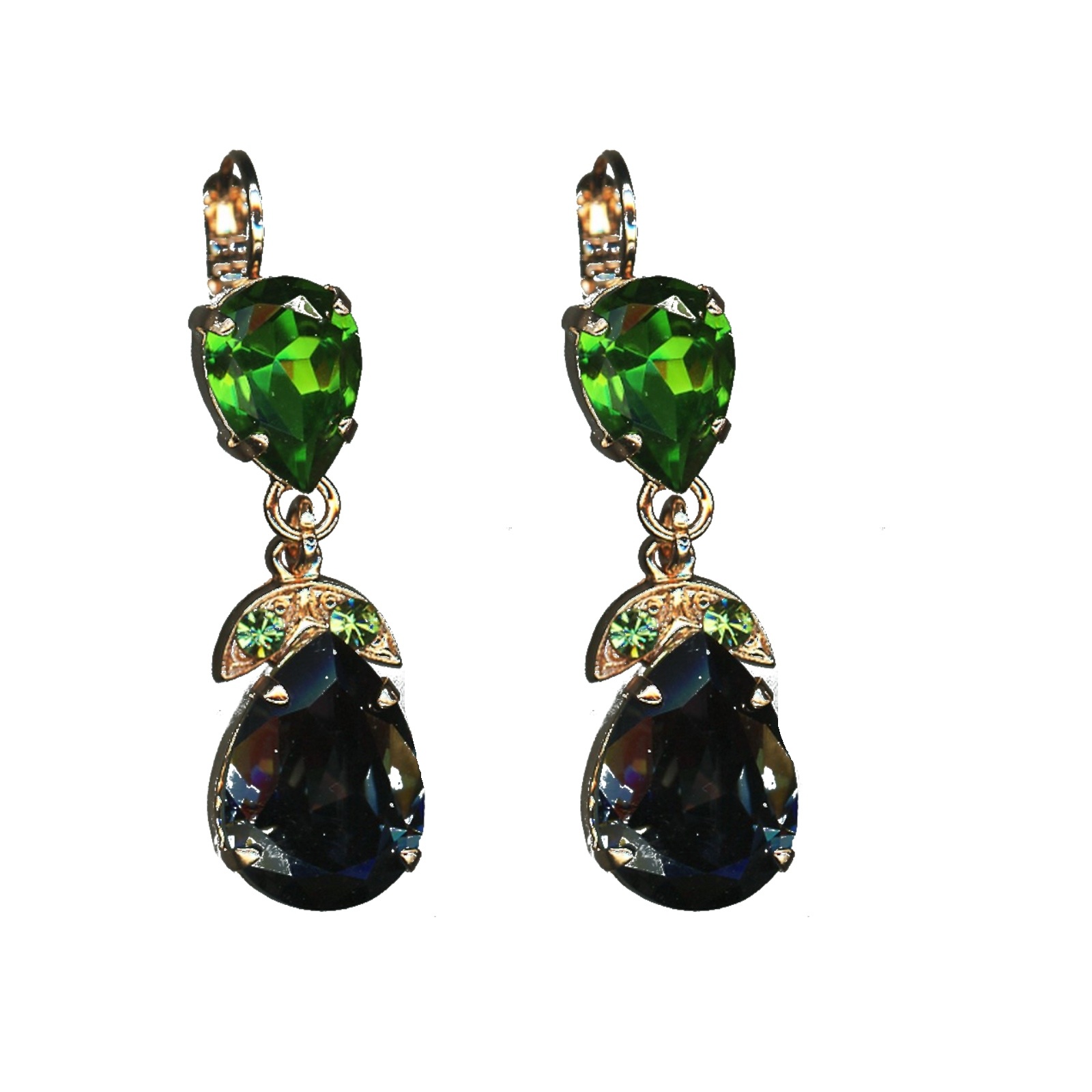 E-1032-4-1133-SP6 Earrings By Mariana Woman Montana Blue and Emerald and Swarovski Crystals - Image 1