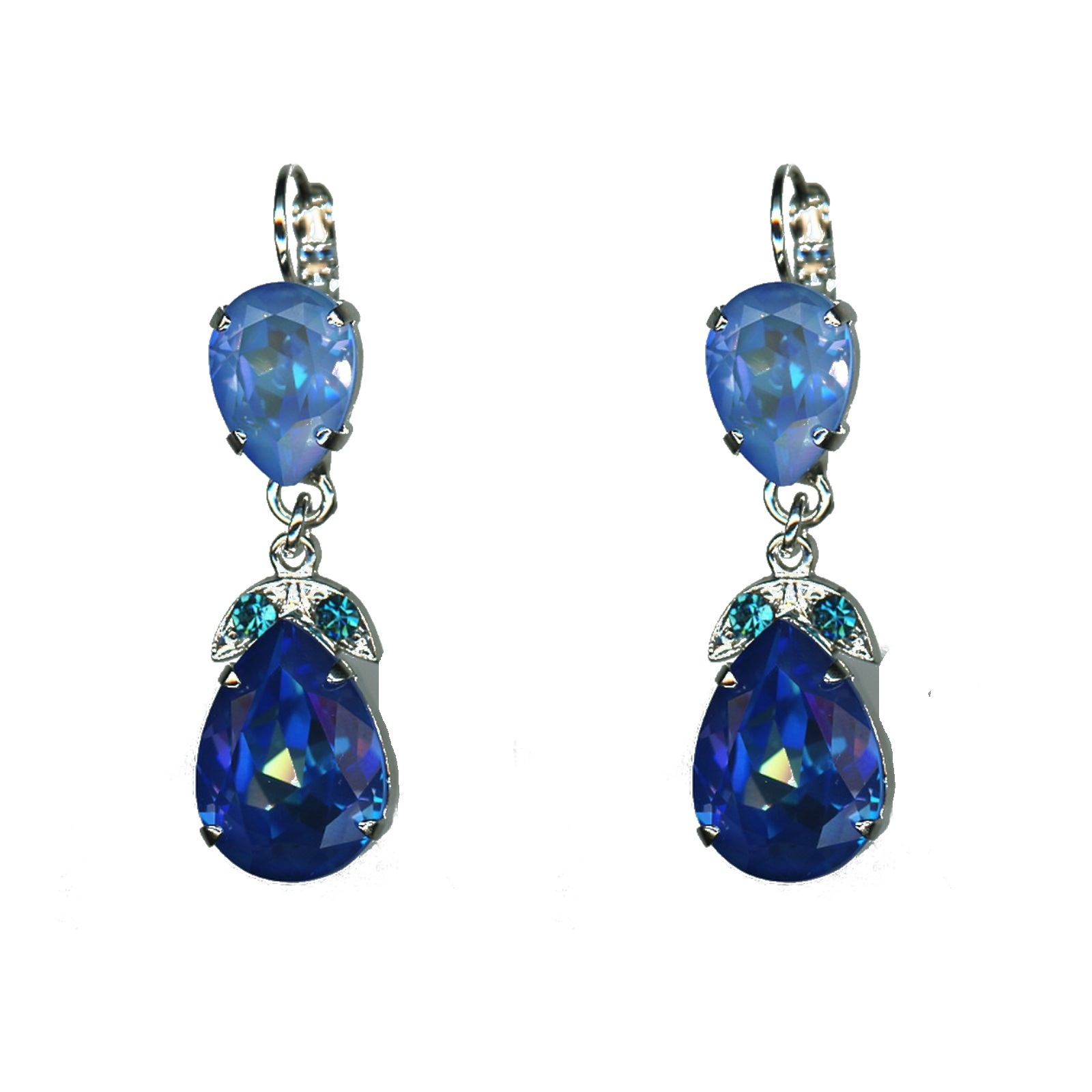 E-1032-4-1137-SP6 Earrings By Mariana Woman Sparkling Sapphire and Montana Blue Swarovski Crystals - Image 1