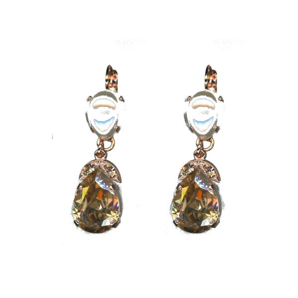 Earrings By Mariana Woman Chic Golden Shadow and Light Peach Swarovski Crystals