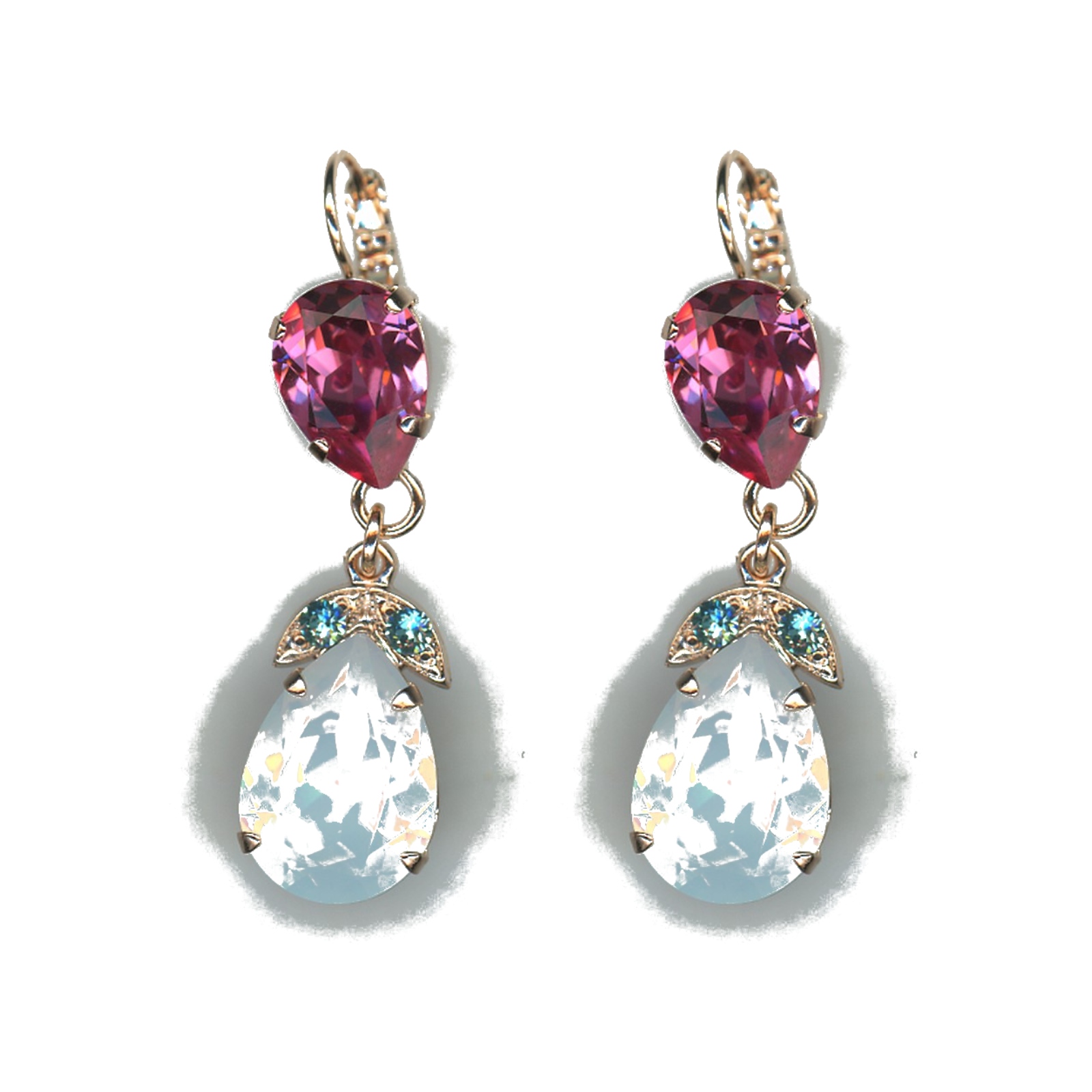 E-1032-4-1146-SP6 Earrings By Mariana Woman Eye-Catching White Opal and Rose Swarovski Crystals - Image 1