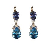 Earrings By Mariana Woman Refined Pearl and Aquamarine Swarovski Crystals - Image 2