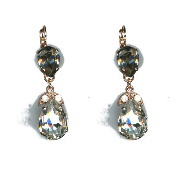 Earrings By Mariana Woman Chic White Opal and Black Diamond Swarovski Crystals