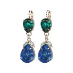 Earrings By Mariana Woman Chic Green Opal and Blue Zircon Swarovski Crystals