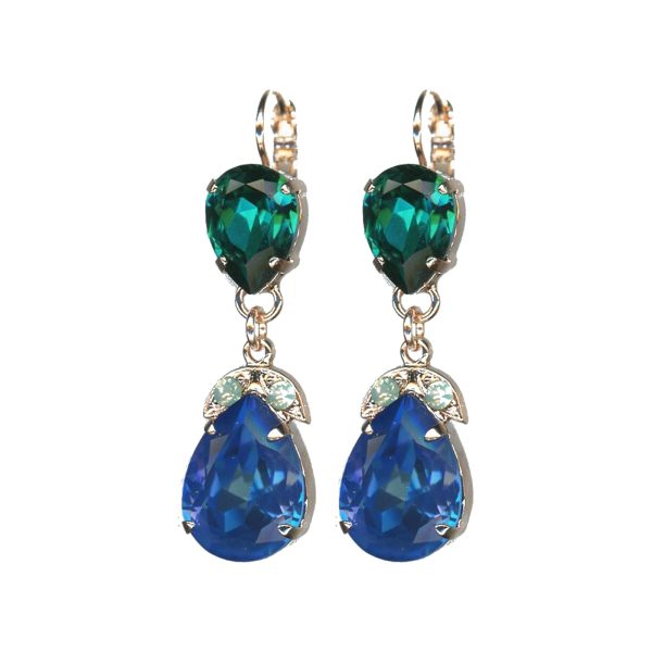 Earrings By Mariana Woman Chic Green Opal and Blue Zircon Swarovski Crystals