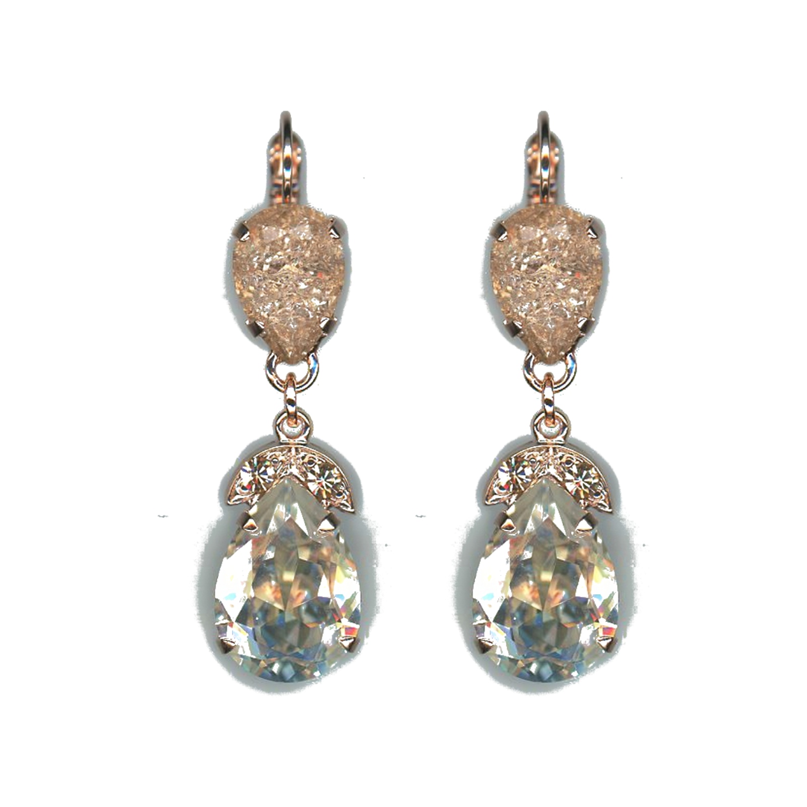 E-1032-4-1160-SP6 Earrings By Mariana Woman Chic White Opal and Golden Shadow Swarovski Crystals - Image 1