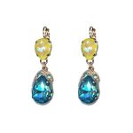 Earrings By Mariana Woman Graceful Royal Blue and Yellow Swarovski Crystals