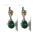 Earrings By Mariana Woman Modern Emerald and Clear Swarovski Crystals - Image 2
