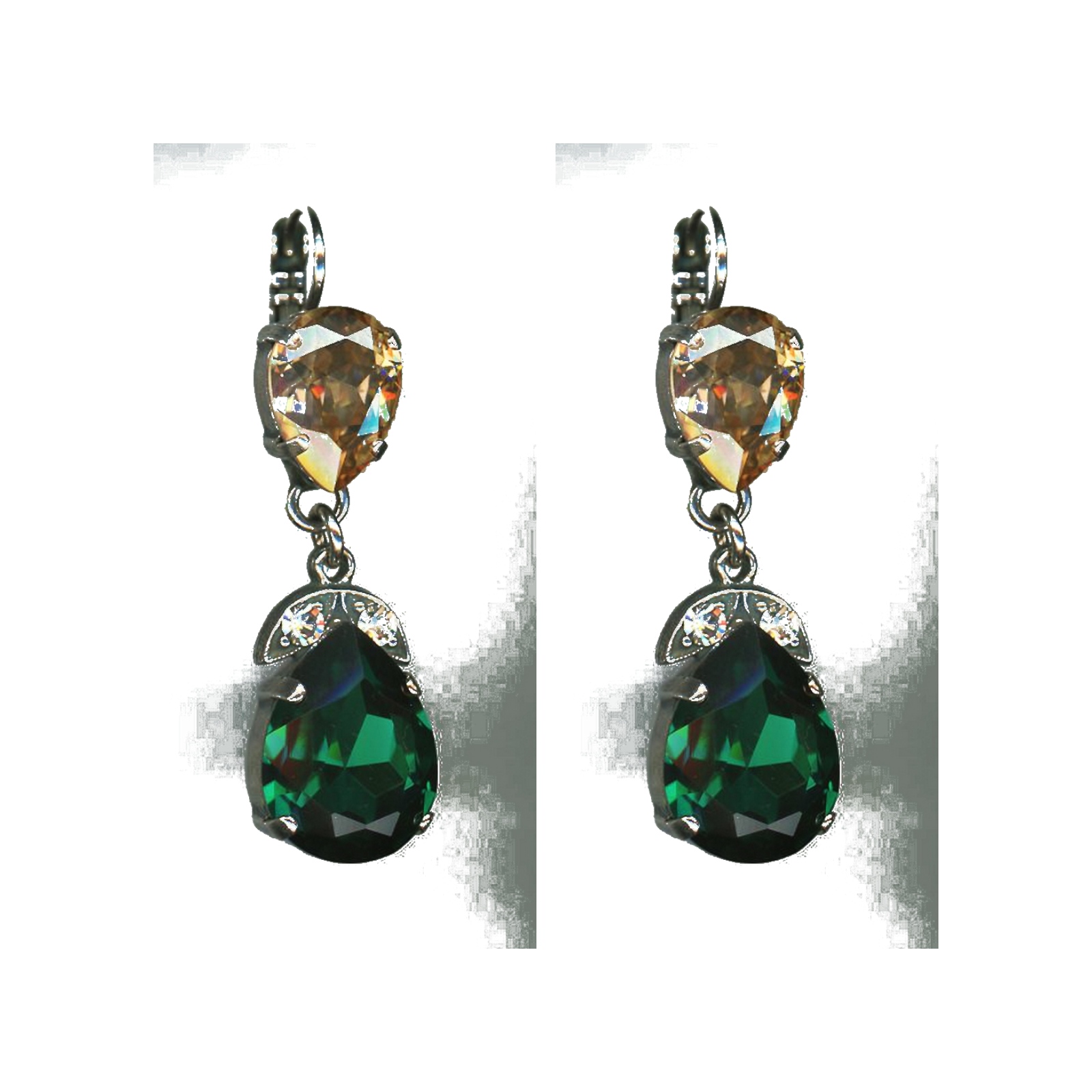 E-1032-4-1167-SP6 Earrings By Mariana Woman Modern Emerald and Clear Swarovski Crystals - Image 1