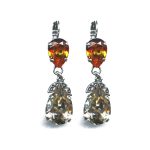 Earrings By Mariana Woman Chic hyacinth and light peach Swarovski Crystals