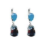 Earrings By Mariana Woman Caribbean Blue Opal and Aquamarine Swarovski Crystals - Image 2
