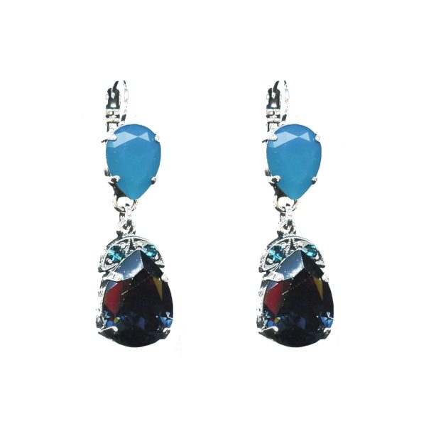 Earrings By Mariana Woman Caribbean Blue Opal and Aquamarine Swarovski Crystals