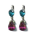 Earrings By Mariana Woman Classic Orange and Plum Purple Swarovski Crystals - Image 2