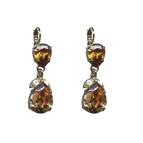 Earrings By Mariana Woman Chic Smoked topaz and golden shadow Swarovski Crystals