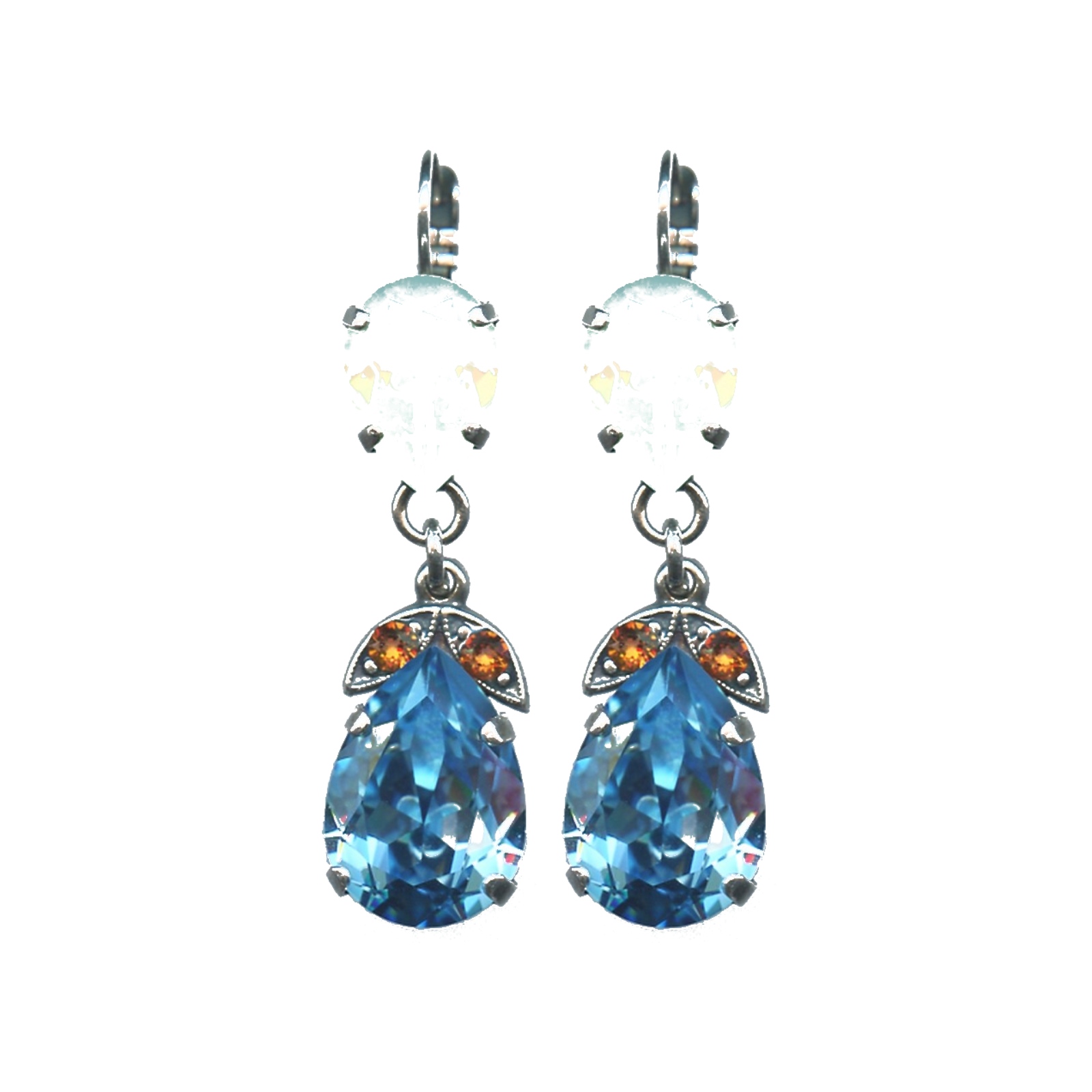 E-1032-4-1329-SP6 Earrings By Mariana Woman Modern Pacific Opal and Aqua Blue Swarovski Crystals - Image 1