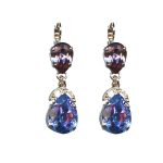 Earrings By Mariana Woman Antik Pink and Provence Lavender Swarovski Crystals