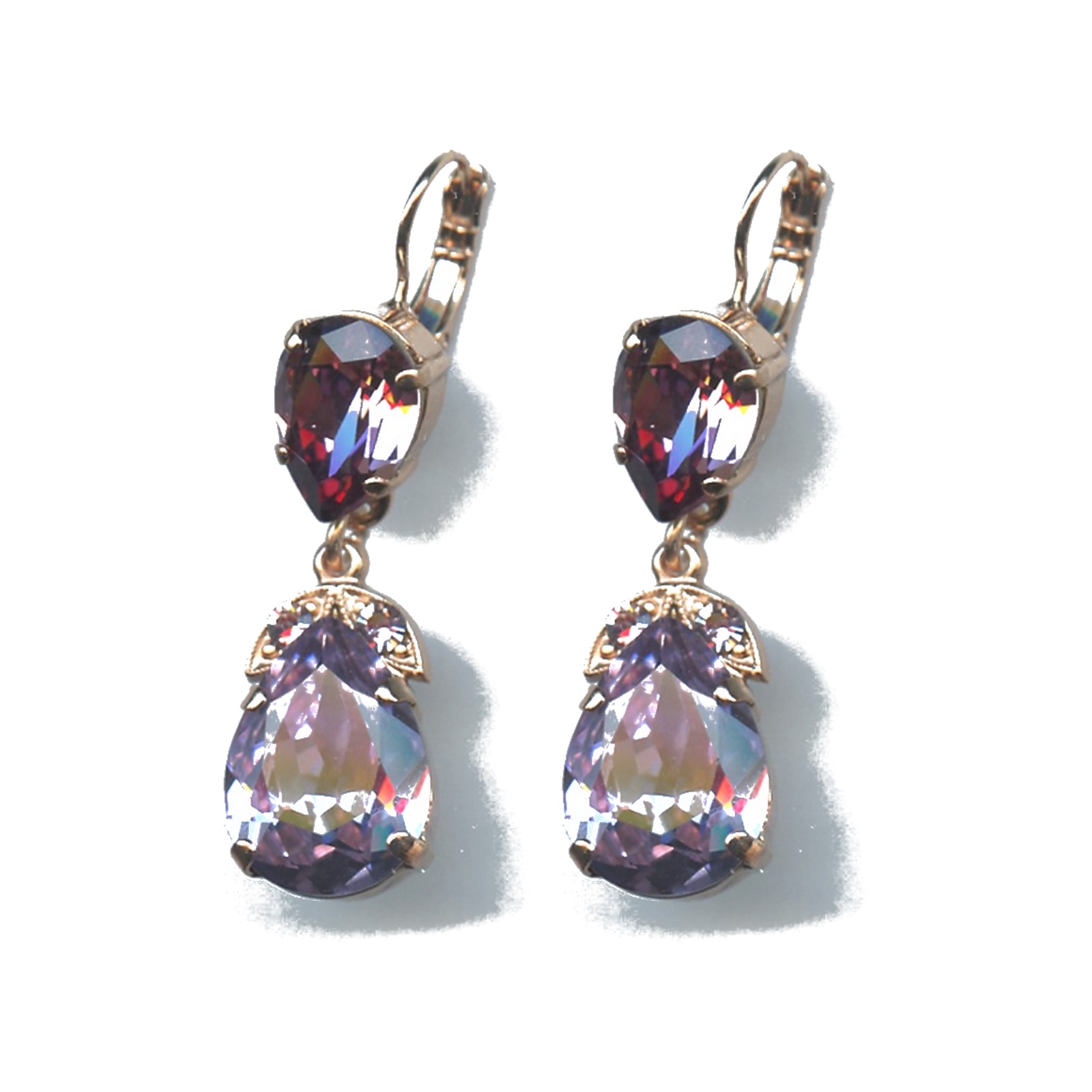 E-1032-4-134371-SP6 Earrings By Mariana Woman Timeless Antik Pink and Violet Swarovski Crystals - Image 1