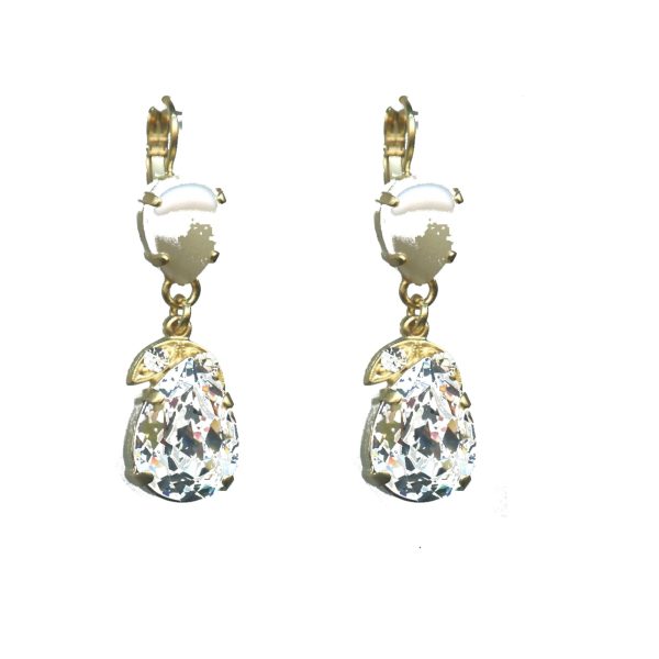 Earrings By Mariana Woman Chic Cream pearl and Clear Crystal Swarovski Crystals